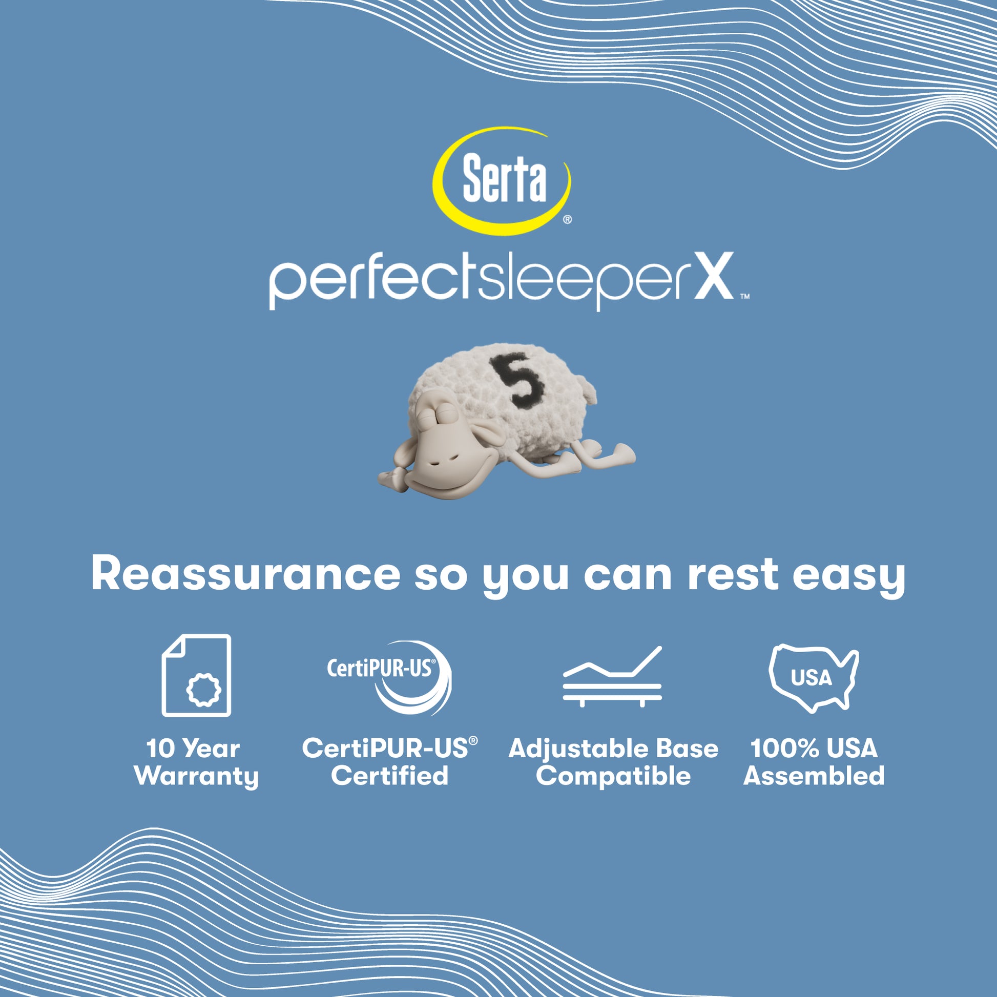 Serta Excelled Plush Perfect Sleeper X mattress features and certifications graphic