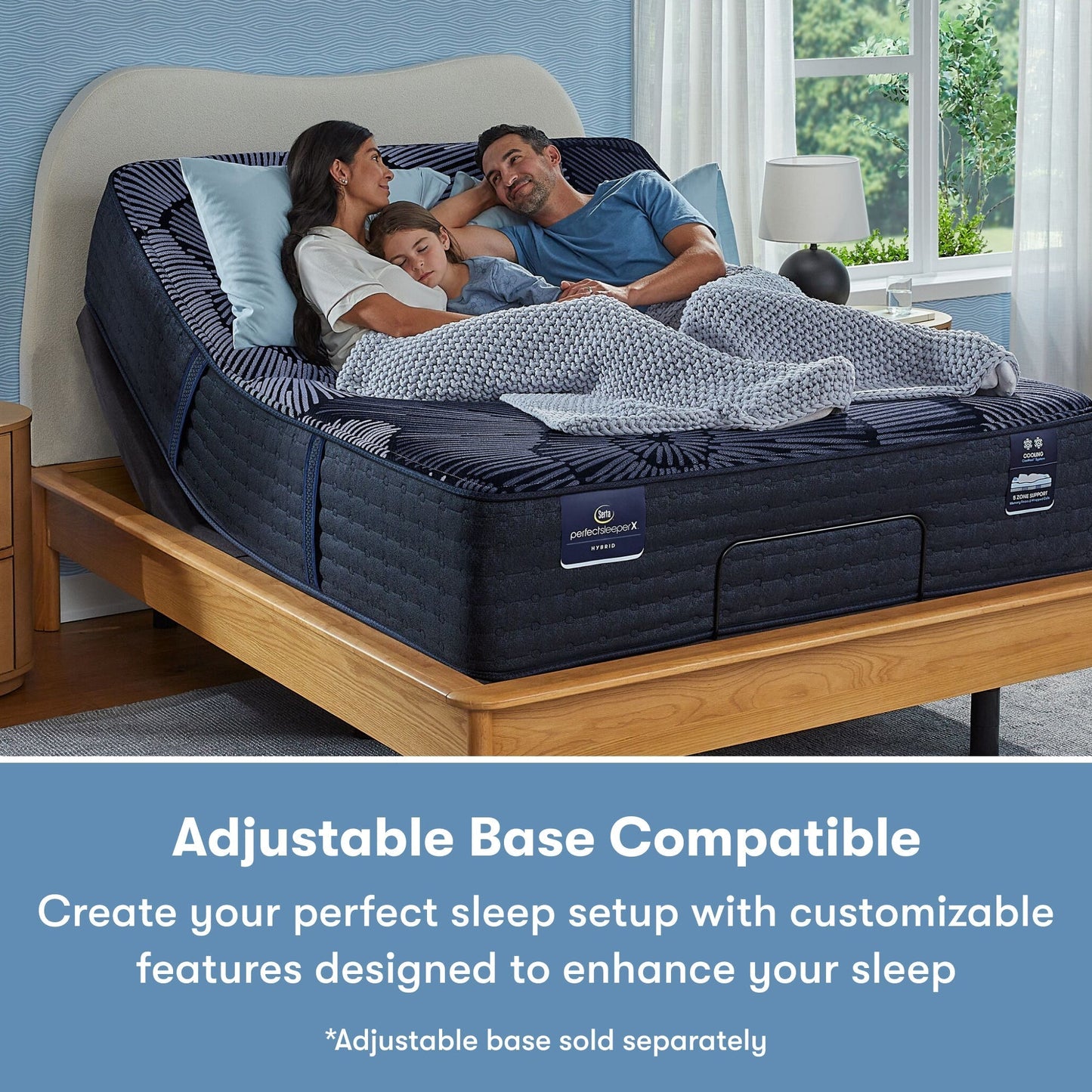 Serta Prescott Medium Firm Perfect Sleeper X adjustable base compatibility graphic