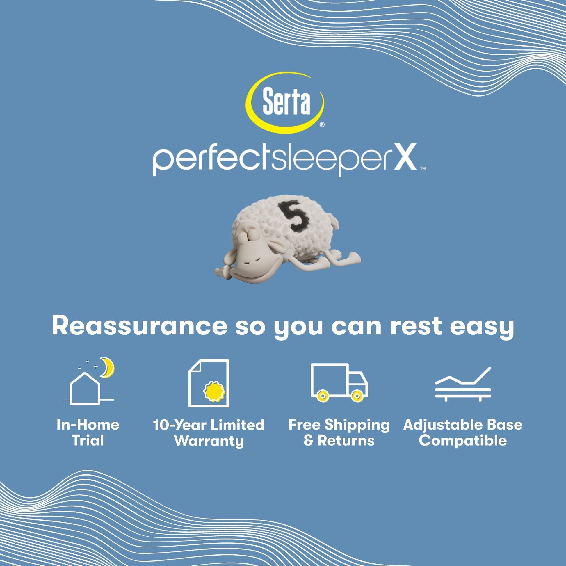 Serta Prescott Plush Perfect Sleeper X mattress feature and certification graphic